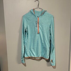 Reebok Aqua Blue Hoodie with Orange Trim